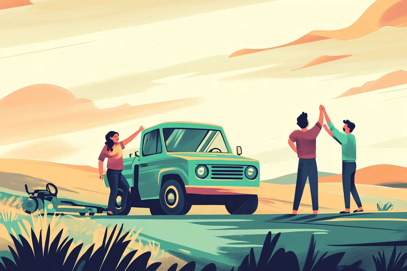 Stuck car on roadside